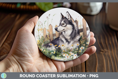 GorgeousFence Dogs 02 Round Coaster design.