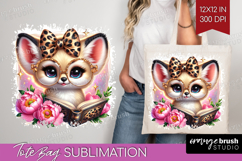 Fennec Fox Reading Tote Bag Book Lover Tote Bag PNG Product Image 1
