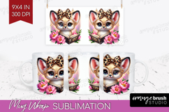 Fennec Fox Reading Mug Wrap Book Lover Mug PNG Sublimation Product Image 1