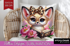 Fennec Fox Reading Pillow Sublimation Book Lover Pillow PNG Product Image 1