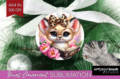 Fennec Fox Reading Ornament PNG Book Lover PNG Sublimation Product Image 1