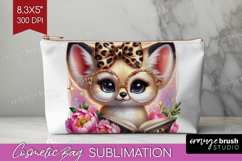 Fennec Fox Reading Cosmetic Bag Book Lover Makeup Bag PNG Product Image 1