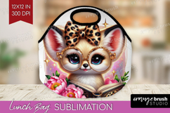 Fennec Fox Reading Lunch Bag Book Lover Lunch Bug PNG Product Image 1