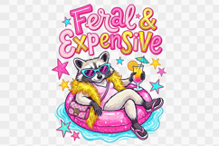 Funny Raccoon Feral and Expensive Summer PNG Shirt Design Product Image 1