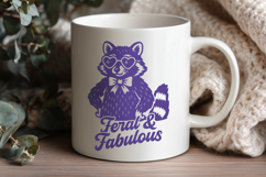 Feral and Fabulous Raccoon SVG PNG, Funny Trash Panda Print Product Image 3