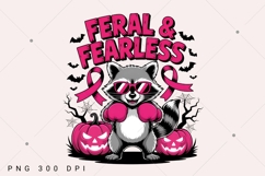 Feral and Fearless Raccoon PNG, Breast Cancer Awareness Hall Product Image 2