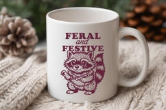 Feral and Festive SVG, Funny Raccoon Christmas Cute PNG Art Product Image 3