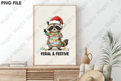 Feral and Festive Raccoon Christmas PNG Product Image 3