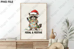 Feral and Festive Raccoon Christmas PNG Product Image 3