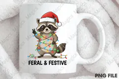 Feral and Festive Raccoon Christmas PNG Product Image 4