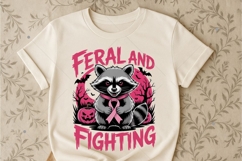 Feral And Fighting Raccoon PNG, breast cancer ribbon Shirt Product Image 3