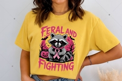Feral And Fighting Raccoon PNG, breast cancer ribbon Shirt Product Image 4