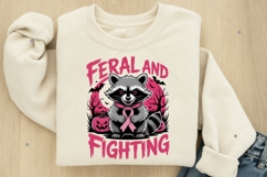 Feral And Fighting Raccoon PNG, breast cancer ribbon Shirt Product Image 5