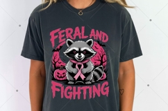 Feral And Fighting Raccoon PNG, breast cancer ribbon Shirt Product Image 6