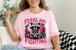 Feral And Fighting Raccoon PNG, breast cancer ribbon Shirt Product Image 7
