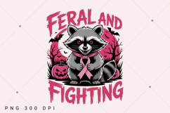 Feral And Fighting Raccoon PNG, breast cancer ribbon Shirt Product Image 2