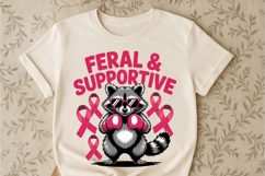 Feral and supportive Raccoon PNG, Breast Cancer Awareness Product Image 3