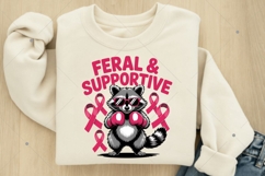 Feral and supportive Raccoon PNG, Breast Cancer Awareness Product Image 5