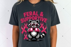 Feral and supportive Raccoon PNG, Breast Cancer Awareness Product Image 6