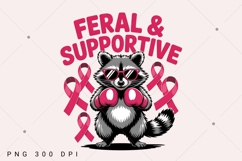 Feral and supportive Raccoon PNG, Breast Cancer Awareness Product Image 2