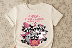 Feral Breast Cancer Halloween Png, Pink Halloween Racoon Png Product Image 3