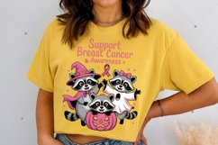 Feral Breast Cancer Halloween Png, Pink Halloween Racoon Png Product Image 4