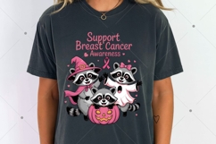 Feral Breast Cancer Halloween Png, Pink Halloween Racoon Png Product Image 5
