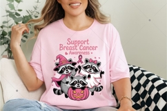 Feral Breast Cancer Halloween Png, Pink Halloween Racoon Png Product Image 6