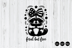 Feral but Free SVG, Funny Raccoon SVG, Retro 4th Of July SVG Product Image 1