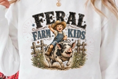 Feral Farm Kids PNG Funny Pig Riding Cowboy Kid, Country Far Product Image 2