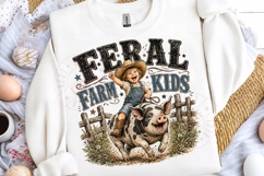 Feral Farm Kids PNG Funny Pig Riding Cowboy Kid, Country Far Product Image 4