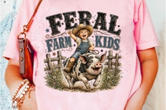 Feral Farm Kids PNG Funny Pig Riding Cowboy Kid, Country Far Product Image 5