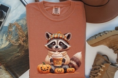 Feral for Fall Raccoon PNG, Raccoon holding a coffee cup Product Image 3