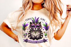 Feral Girl Mardi Gras PNG, Mardi Gras Raccoon Sublimation Product Image 1