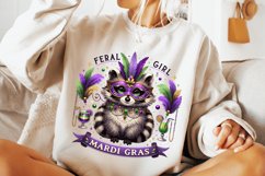 Feral Girl Mardi Gras PNG, Mardi Gras Raccoon Sublimation Product Image 2