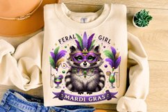 Feral Girl Mardi Gras PNG, Mardi Gras Raccoon Sublimation Product Image 3