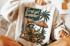 Feral Girl Summer PNG, Raccoon Summer PNG, Summer Vibes PNG Product Image 1