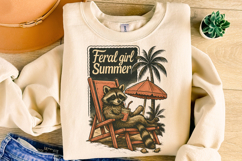 Feral Girl Summer PNG, Raccoon Summer PNG, Summer Vibes PNG Product Image 3