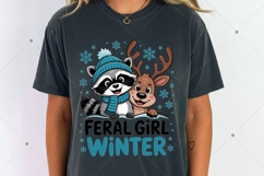 Feral Girl Winter Funny Raccoon PNG Product Image 3