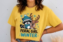 Feral Girl Winter Funny Raccoon PNG Product Image 4
