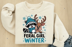 Feral Girl Winter Funny Raccoon PNG Product Image 5
