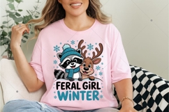 Feral Girl Winter Funny Raccoon PNG Product Image 6