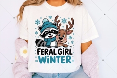 Feral Girl Winter Funny Raccoon PNG Product Image 2