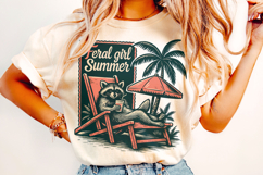 Feral Girl Summer PNG, Raccoon Summer PNG, Summer Vibes PNG Product Image 2