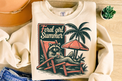 Feral Girl Summer PNG, Raccoon Summer PNG, Summer Vibes PNG Product Image 3