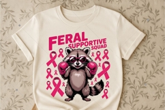 Feral Supportive squad Raccoon PNG, Breast Cancer Awareness Product Image 2