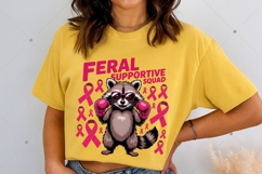 Feral Supportive squad Raccoon PNG, Breast Cancer Awareness Product Image 3