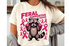 Feral Supportive squad Raccoon PNG, Breast Cancer Awareness Product Image 7