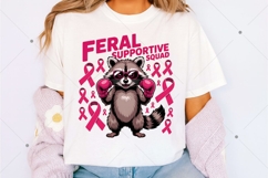 Feral Supportive squad Raccoon PNG, Breast Cancer Awareness Product Image 1