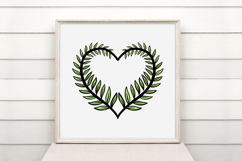 Fern Leaves Heart Wreath Flower Graphic Clipart PNG Product Image 2